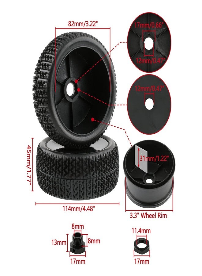 Rchobbytop 4pcs 17mm Tires and Hard Dish Wheels with Drive Hex Adapters for 1/8 Buggy RC Racing Car Kyosho Tamiya Redcat HPI Traxxas AE Losi TLR HSP 94762 94081 - Image 3